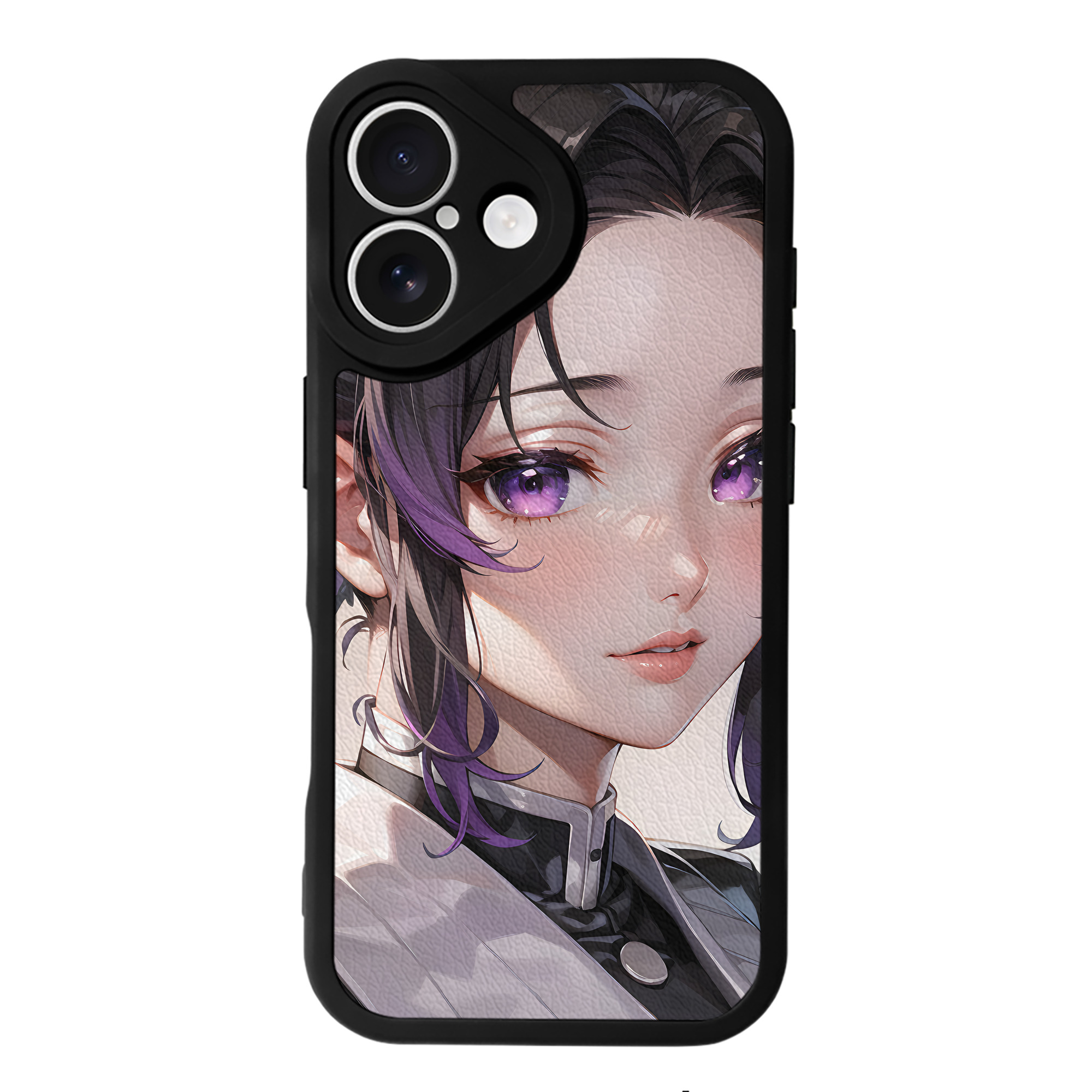 （画像用） 鬼滅の刃（きめつのやいば）蟲柱-胡蝶 しのぶ／こちょう しのぶ Kochou Shinobu 【iPhone 16シリーズ対応】シリコンスマホケース（レザー調） 材質：シリコン
